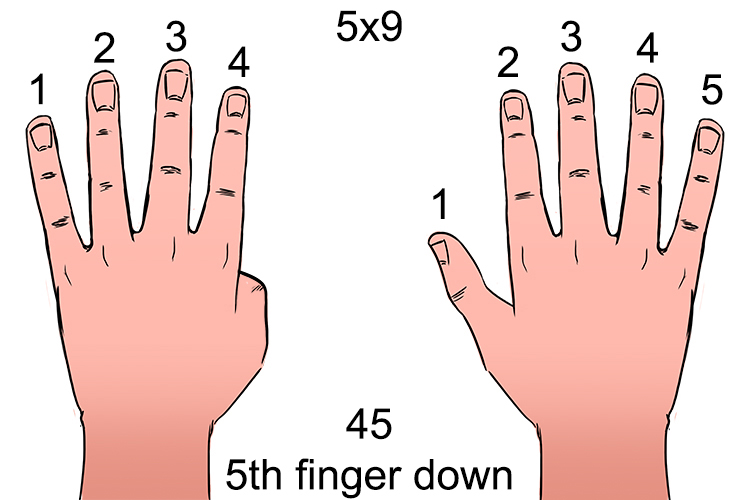 the 5th finger bent down would give 45, Amazing!
